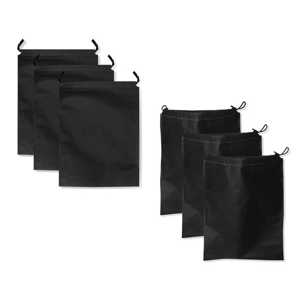6-Piece Travel Shoe Bag, dust-Proof Shoe Bag, Portable Medium-Sized Shoe Storage Bag, Non-Woven dust-Proof Drawstring Shoe Storage Bag. (Black)
