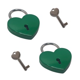 bociloy 2PCS Green Heart Shaped Padlock with Keys, 59×45×8mm Zinc Alloy Mini Lock, Decorative Big Love Padlocks for Jewelry Box Diary Book Storage Box Handbag Cabinet