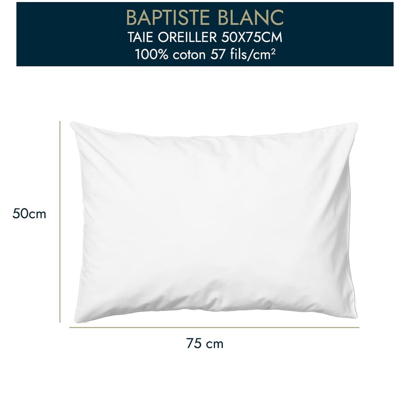 Baptiste Blanc Plain Cushion Cover 65x65cm 100% Cotton (50x75cm, Praline,