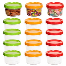 Cozary 15 Pezzi Contenitori Ermetici per Alimenti Piccoli, 250ML Riutilizzabili Barattolini Plastica Piccoli con Coperchi per Yogurt Pranzo, Sicura per Microonde e Congelatore