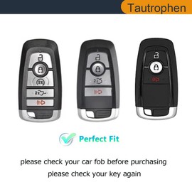 Tautrophen Key Fob Cover Genuine Leather Compatible with Ford Explorer Mustang Fusion Escape F150 F250 F350 F450 F550 Edge