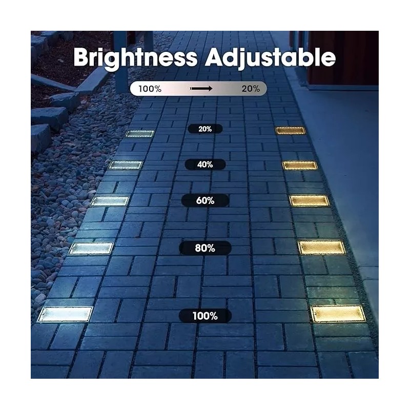 ShopTJB 3-Color Dimmable Solar Landscape 4"x8" Brick Paver Lights w/Remote