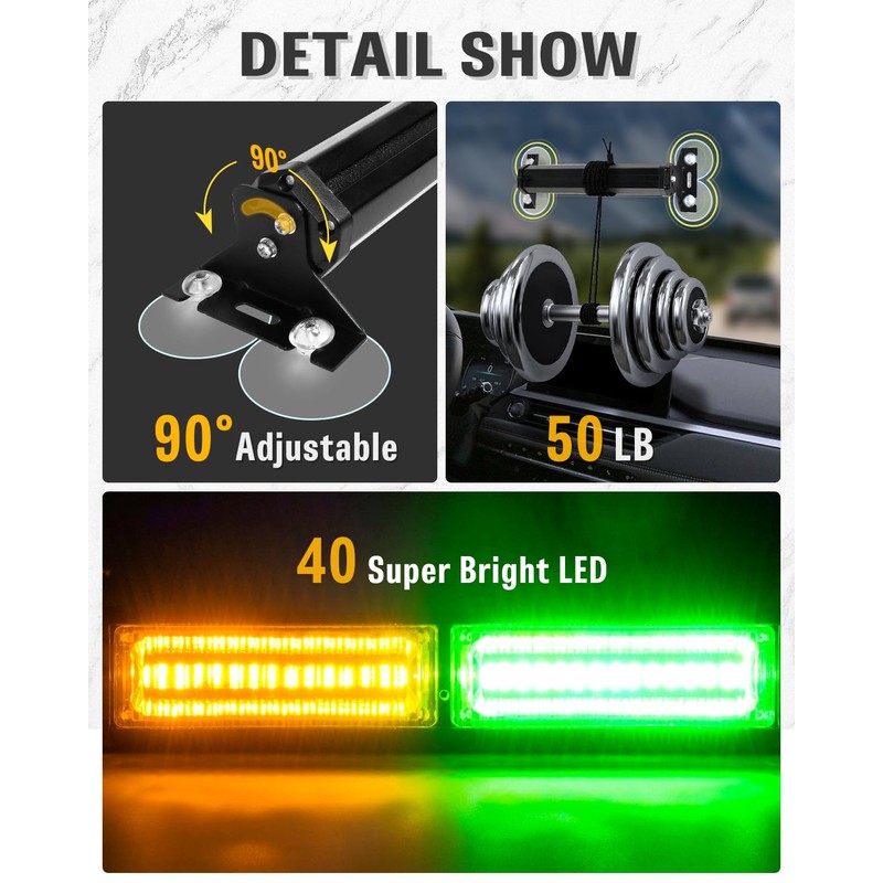 HLauto 1002L Emergency Strobe Traffic Advisor Light Bar: 40 LED