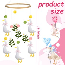 Vicenpal Silly Goose Baby Mobile for Crib Pink Silly Goose Baby Stuff Felt Nursery Mobile for Crib Neutral Wooden Handmade Hanging
