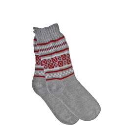 Inca Fashions - 100% Pure Alpaca Wool Fair Isle Socks or Texting Gloves/Mittens: Luxuriously Soft and Stylish (Medium, Blue/Gray Socks)