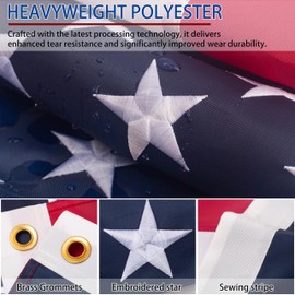 american flag 2x3ft, Heavy Duty Polyester USA Flag Outdoor with Embroidered Stars, Sewn Stripes,Brass Grommets for Indoor, Outdoor, All Weather