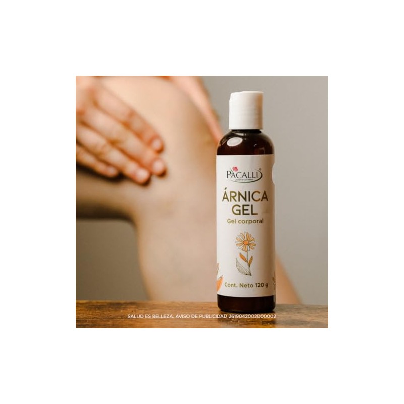 PACALLI Gel de Árnica, 120g, Fórmula Natural con Mentol y