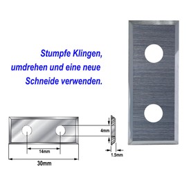 Sinoprotools Reversible Plates Reversible Blade Set of 2 Replacement Blades for Reversible Plates Flush Cutter (as a Replacement), 12 x 30 x 1.5 mm 4 Cutting Edges Replaceable Carbide Reversible