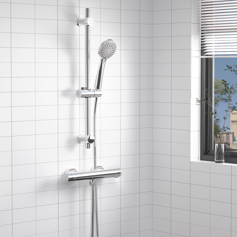 SAMODRA Shower Riser Rail with Adjustable Shower Head Holder,66 cm
