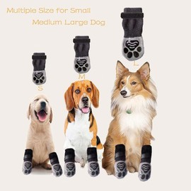 Anti-Slip Dog Sock to Prevent Licking Paws Dog Socks for Hardwood Floors Anti Slip Adjustable Dog Grippy Socks for Senior Keep Warm Dog Protection Socks for Large Dogs