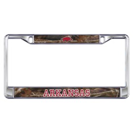 ARKANSAS RAZORBACKS Black Metal CAMO License Plate Frame