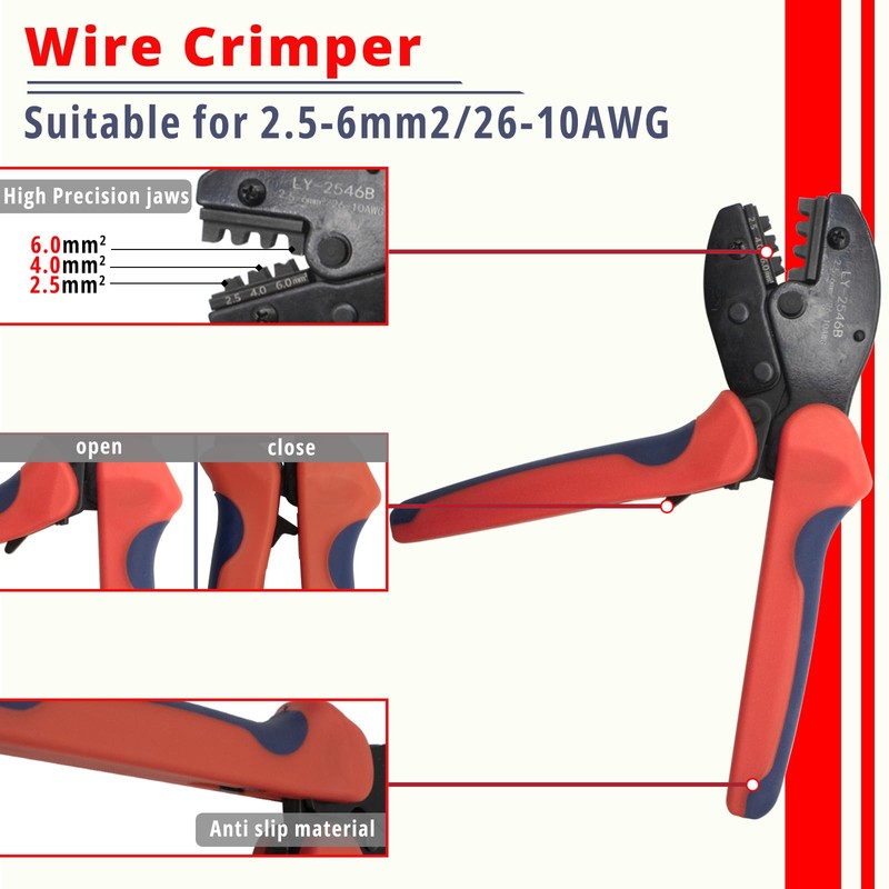 TOMSHIELE Solar PV Panel Crimping Tool Kit with Wire Stripper,