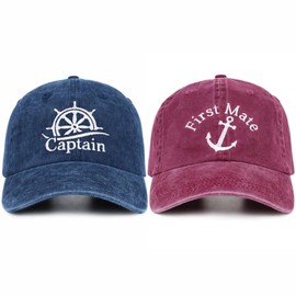 Captain Hat & First Mate | Boat Captains Hat Embroidered Matching Caps | Boat Accessories | Boating Gifts