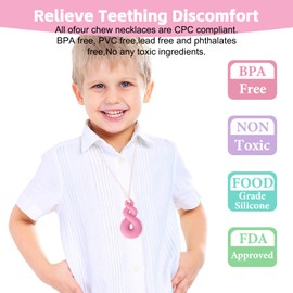 CLDY TDAH Kinder-Halsband, 6 Stück sensorische Kauhalsbänder für autistische Kinder, ADHS, Kleinkinder, Erwachsene, weicher Beißring, BPA-frei