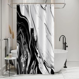 Pnylzzyxh Black and White Marble Shower Curtain Modern Abstract Ink Art Texture Bathroom Curtain Aesthetic Crack Weighted Hem Shower Curtain Sets for Bathroom Extra Long 36x72 in with 6 Hooks