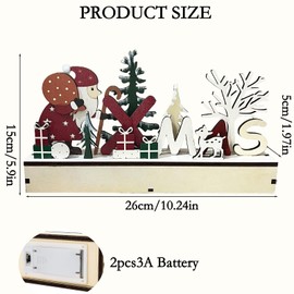 Christmas Decoration Light Letters Xmas, LED Christmas Decoration Merry Christmas Lettering Wood, Christmas Tree Santa Deer Decoration Christmas LED Lettering, Winter Windowsill Christmas Table