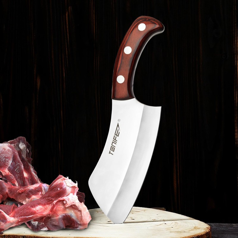 TONIFE Meat Cleaver Butcher Knife with Pakkawood Handle, 6.3 Inch