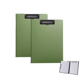 Pack of 2 Foldable Clipboard, Waterproof File Folder Clipboards, A4 Clip File or A3 Folder, Writing, Drawing Pad, Clip Organiser with Two Metal Clips, Supports Horizontal and Vertical Green