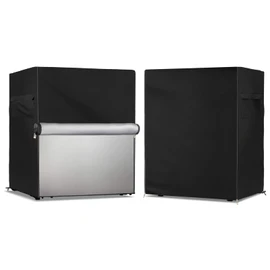 Dalema Outdoor Refrigerator Cover,600D Heavy Duty 100% Waterproof Upright Freezer Cover,Outside Stand Up Fridge Covers.Front Can Be Rolled-Up by Zippers.(Black,20" W x 20" D x 21" H)