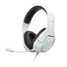 KROM KOPA 7.1-50mm Virtual 7.1 Sound Earphones with RGB Rainbow Lighting, Built-in Volume Control and Microphone, Adjustable and Lightweight Headband, USB Port, White