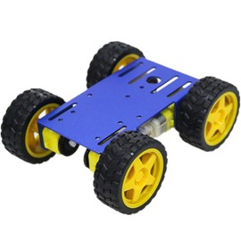DIY Smart Robot Car Chassis Kit with Speed Encoder TT Motor, C101 4WD Leaf Texture Wheel Metal Panel Robotics Car Chassis Platform for Arduino/Raspberry Pie/Microbit, Eduational Teaching Kit (Blue)