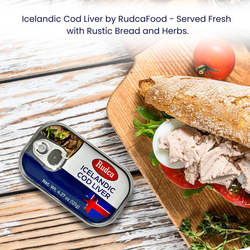Rudca Food Icelandic Cod Liver - Wild-Caught in Own Oil