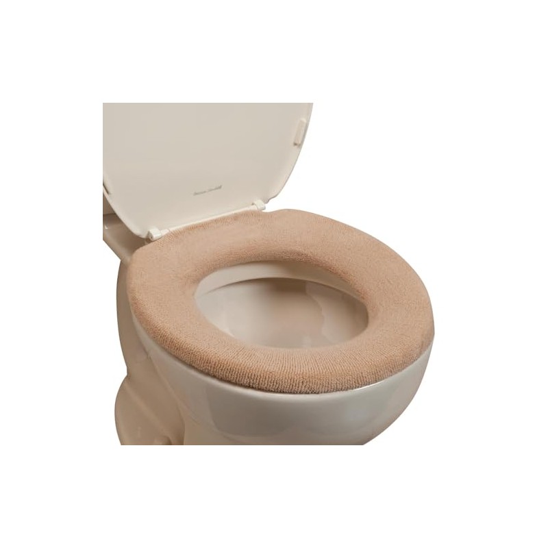 Elastic Cushioned Toilet Seat Cover Universal FitTan