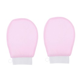 SAFIGLE 1 Pair Exfoliating Bath Gloves Soft Pink Scrubbing Mitts for Body Exfoliation Gentle Massage Suitable for Oily Dry Skin Easy to Clean for Friends Family