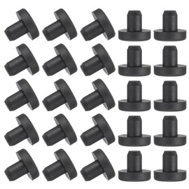 uxcell 25 Pcs T Shaped Silicone Plug, Dia 6.5 mm/0.26 Inch Elastic Waterproof Silicone Plug Reusable Bottle Stopper Solid Sealing Round Hole Plug for Pipes Equipment, Black