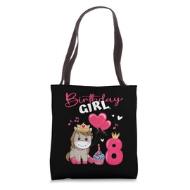 Birthday Girl Horse 8 Years - Cute Foel 8th Birthday Tote Bag