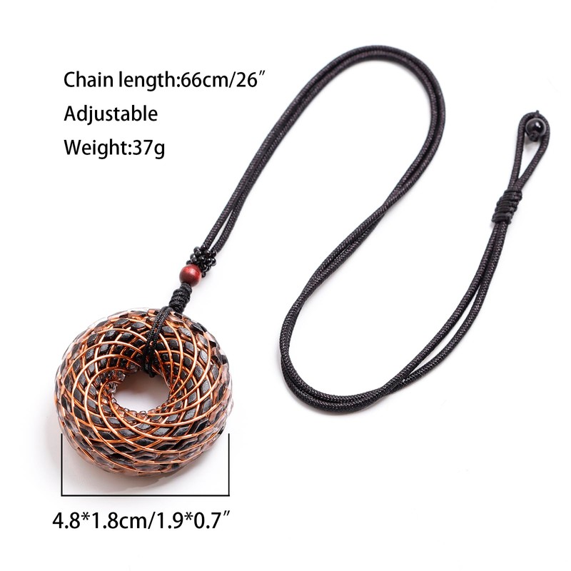 Tan Ran Black Tourmaline Orgonite Rodin Coil Pendant Necklace