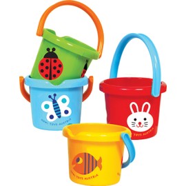 GOWI 558-01 Eimer, Durchmesser 14cm, einzeln, farblich Sortiert, Sandkästen und Sandspielzeug