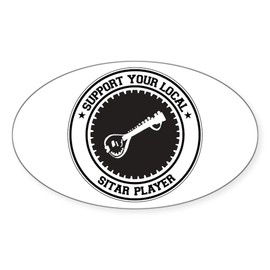 CafePress Support Sitar Player Oval Sticker (10 Pk) Oval Car Bumper Sticker(10-Pack)