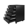 DEVAISE 5-Drawer Chest, Wood Storage Dresser Cabinet with Wheels, Black
