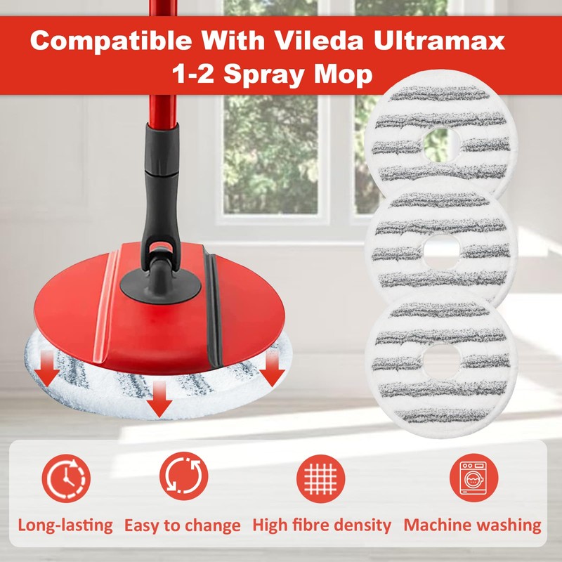 GFRED 3Pcs Mop Pads Replacement Microfiber Compatible With Vileda Spin