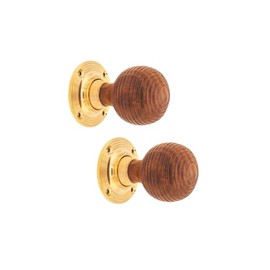 Infinity Decor Victorian Beehive Rosewood Mortice Knobs - for Interior Door 65mm - Solid Brass Rose Plate (Polished Brass)