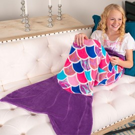 Fin Fun Mermaid Blanket for Girls and Women - Slip-On Blanket for Mermaid Fans - Available in 60 x 130 cm and 70 x 170 cm