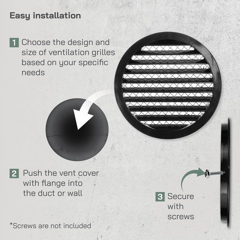 Vent Systems 8" Inch Soffit Vent Cover - Black Round