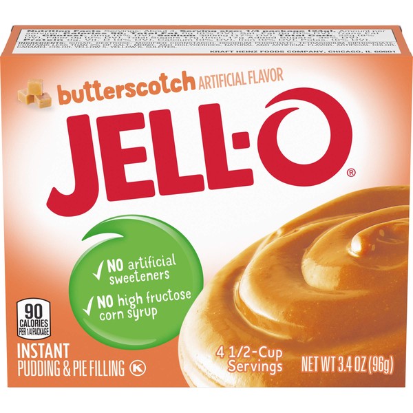 Jell-O Butterscotch Instant Pudding & Pie Filling Mix, 3.4 oz - Pack of 24