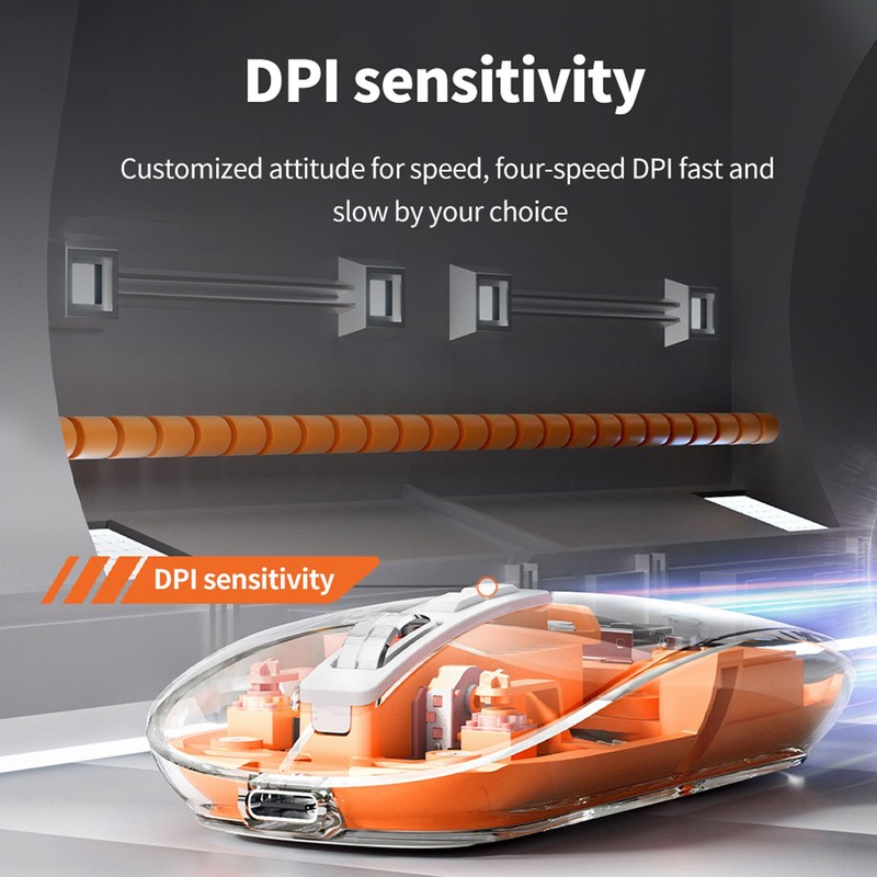 Wireless Bluetooth 3 Mode BT5.1 BT5.1 2.4GHz Mouse Transparent Clear
