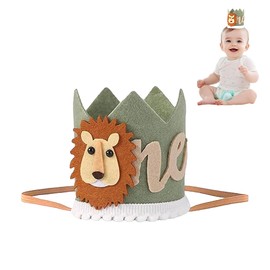1st Birthday Hat Boy Girls Green Lion Wild One Hat Birthday Decorations 1st Birthday Hat Jungle Animal Theme One Birthday Decorations Crown First Birthday Hat Baby Birthday Decorations 1st