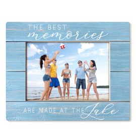 HUKINE Lake Picture Frame 5x7, Gifts for Lakes Lovers, Lakes House Decor for the Home, the Best Memories Are Made at the Lake Picture Photo Frames for Tabletop Desk Decor