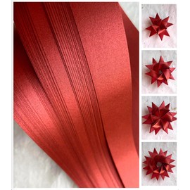 1/2" Shimmer Metallic Red Satin Paper Strips for German, Froebel, Moravian Stars & Weaving (50 strips)