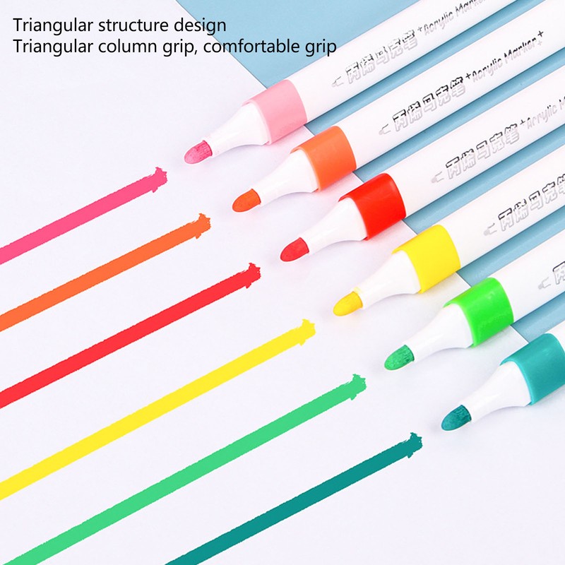 36 Colors Acrylic Paint Marker Pens High Coverage Power Triangular