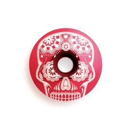 KustomCaps Sugar Skull (Center of Head) 1 1/8" Headset Cap Red