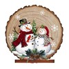 Lighted LED Snowman Standing Ornaments Large Tabletop Wooden Christmas Decor