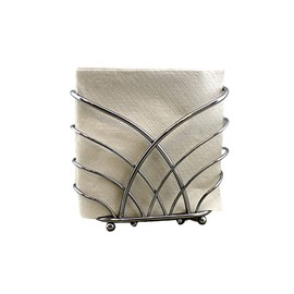 Dependable Industries Napkin Holder Dining Room Kitchen Table Cocktail Napkin Holder Beverage Size Café Napkins Crisscross Self Standing Metal Silver Chrome Finish for Home Restaurant Catering