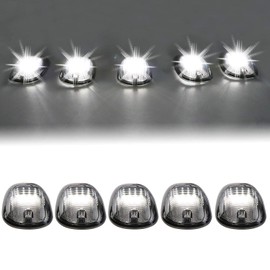 Tresound Cab Roof Marker Lights for 2003-2016 Dodge Ram 1500 2500 3500 (Smoked Lens with 16 White LEDs)