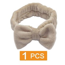 Traziewell Spa Headbands for Women Fluffy Headband for Washing Face Elastic Bowknot Hair Bands Flannel Women Hair Band for Makeup Shower Sports Yoga Skincaere HB000418
