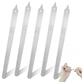 SNIRFAQM 5 Pcs Diamond Deb Nail Files with Sharp Pointed Tip Stainless Steel Thin Double Sided Fingernail Files for Natural Nails Professional Manicure Pedicure Toenails Tools Salon Home